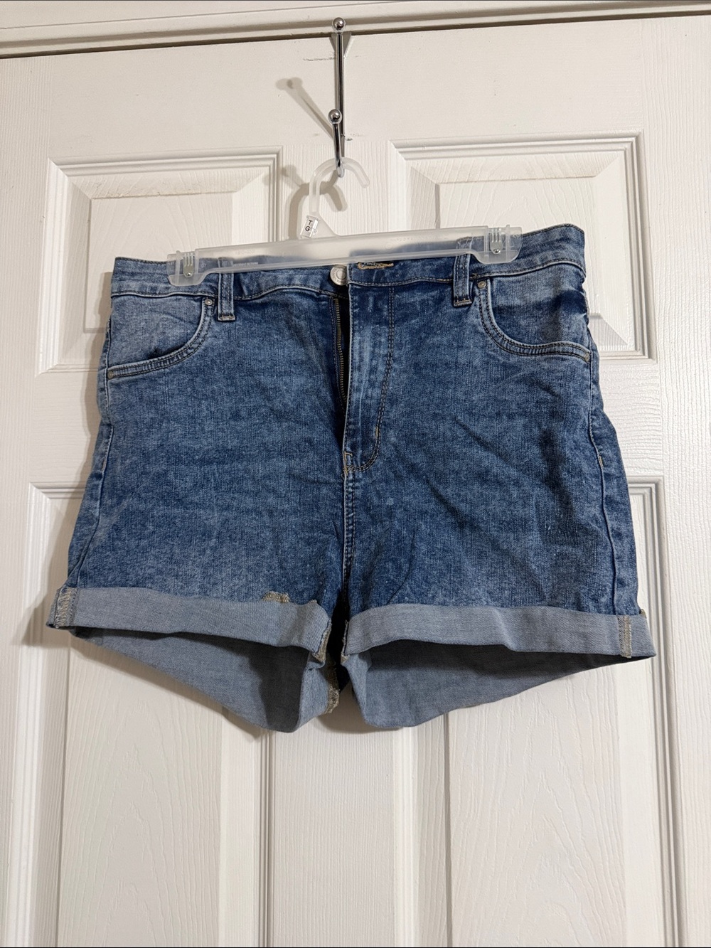 Charlotte Russe Dark Wash Rolled Hem Denim Shorts